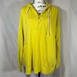 AERIE‎ Beach Weekend Oversized Hoodie Size X-Small Yellow Lime Green 100% Cotton